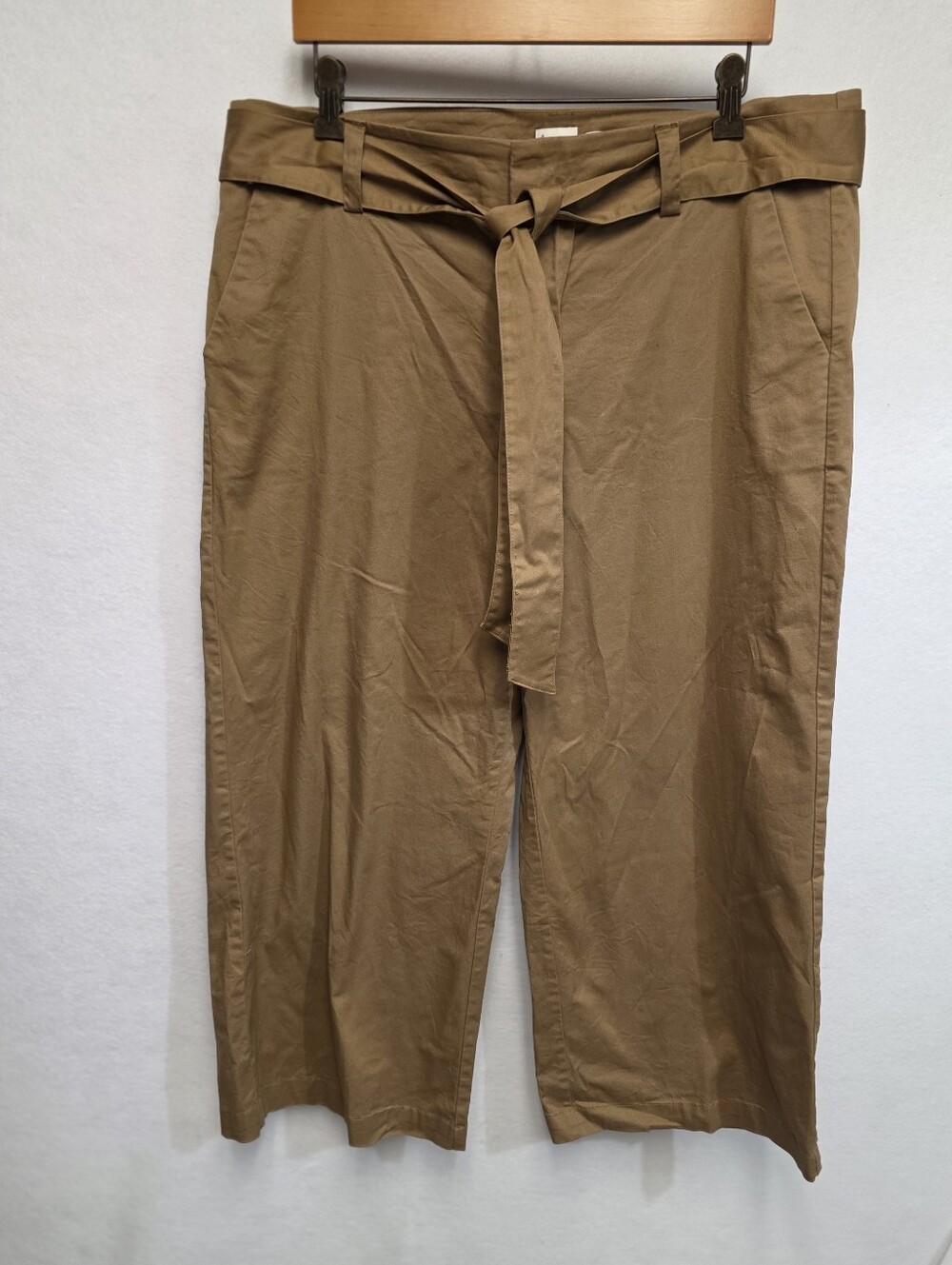 a new day Cotton Blend Wide-Leg Tie-Waist Cropped Pants Womens Size 16 - Picture 2 of 11